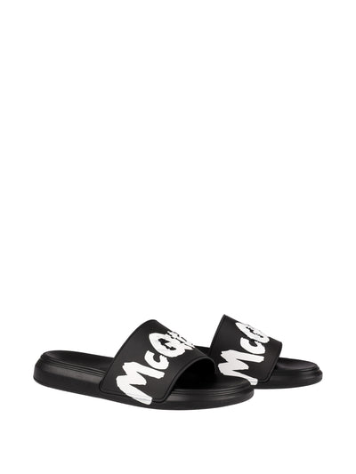 ALEXANDER MCQUEEN GRAFFITI-LOGO SLIP-ON SLIDES