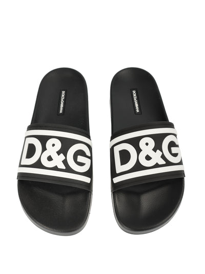 DOLCE & GABBANA LOGO BLACK SLIDES