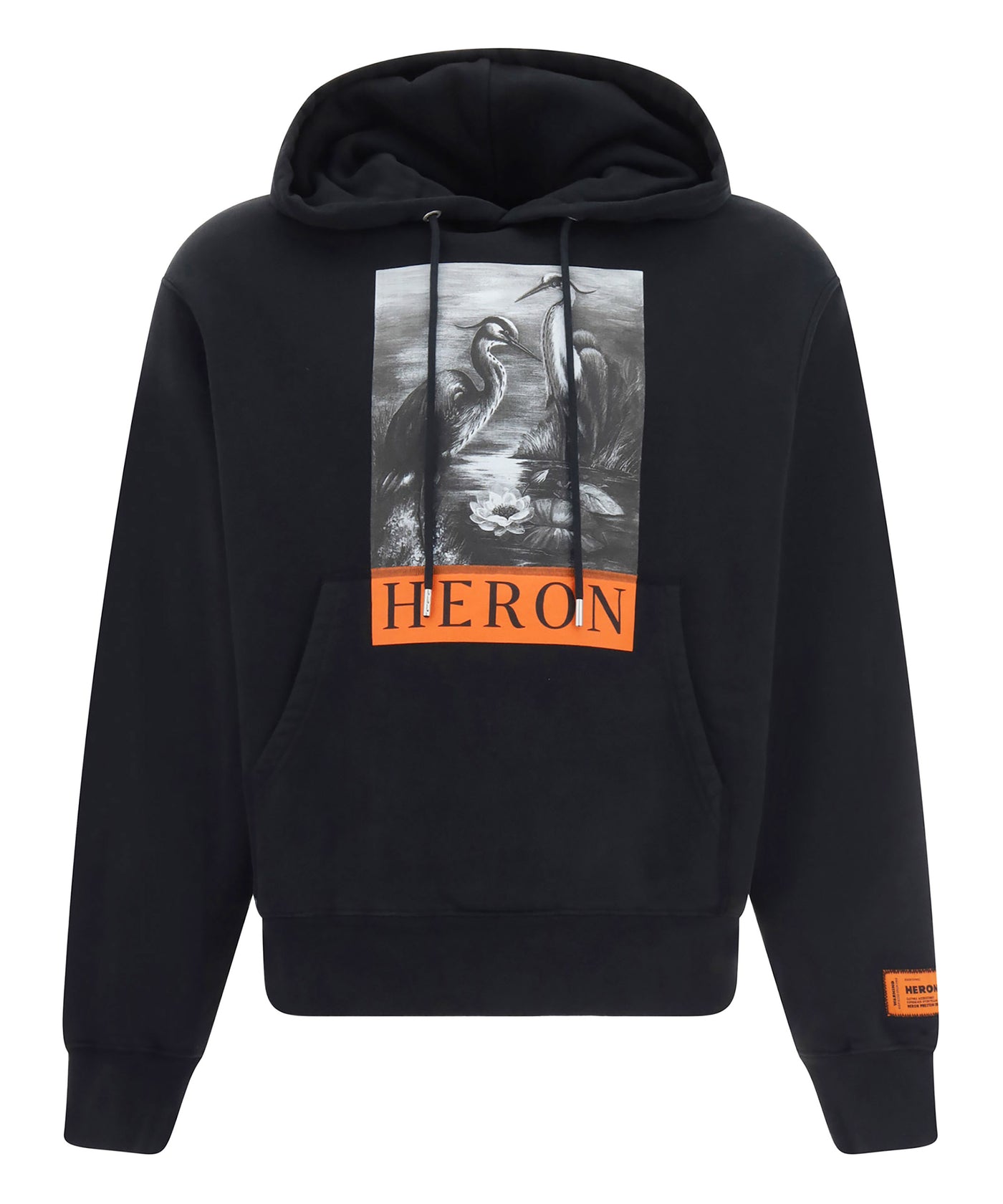 HERON PRESTON BLACK HOODED SWEATSHIRT 