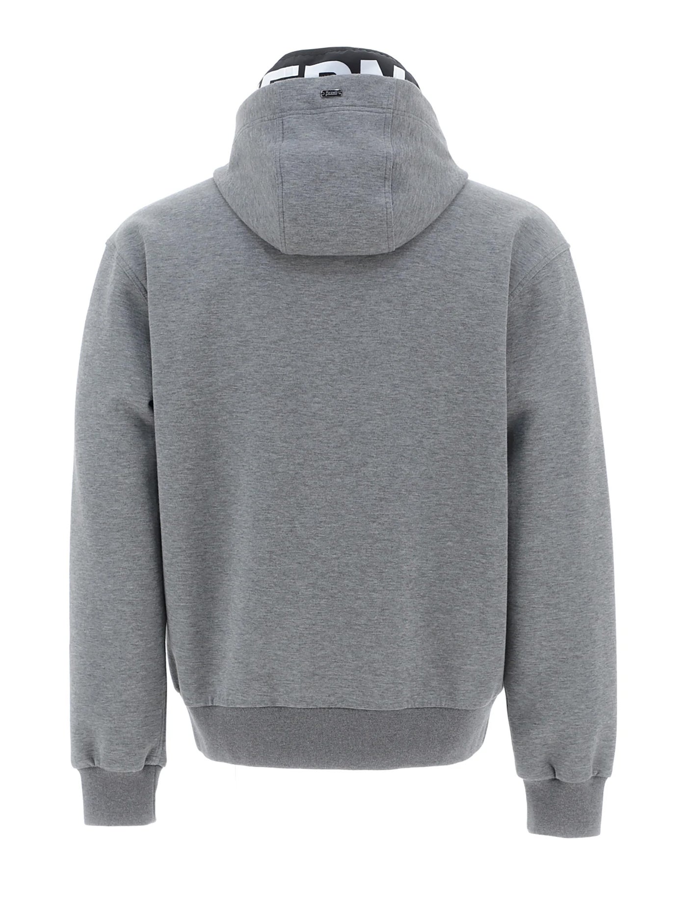 HERNO GRAY HOODED SWEATSHIRT WITH ZIP 