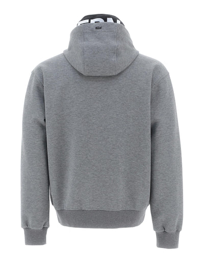 HERNO GRAY HOODED SWEATSHIRT WITH ZIP