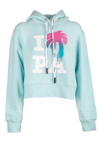 PALM ANGELS BLUE CROPPED SWEATSHIRT 