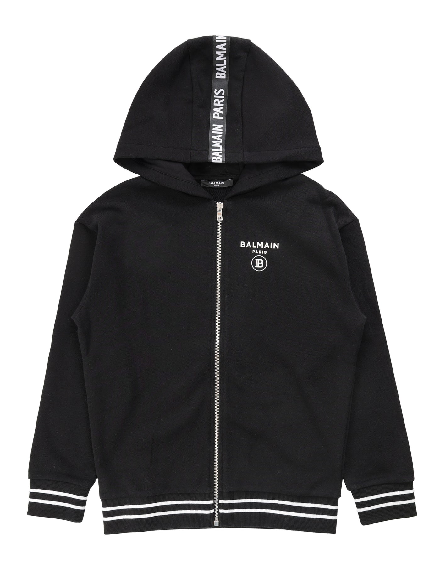 BALMAIN KIDS SWEATSHIRT WITH ZIP & HOOD