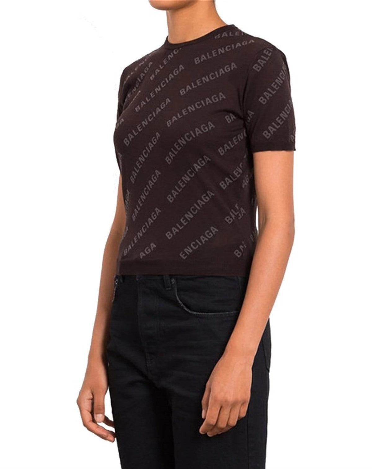 BALENCIAGA KNITTED TOP BROWN