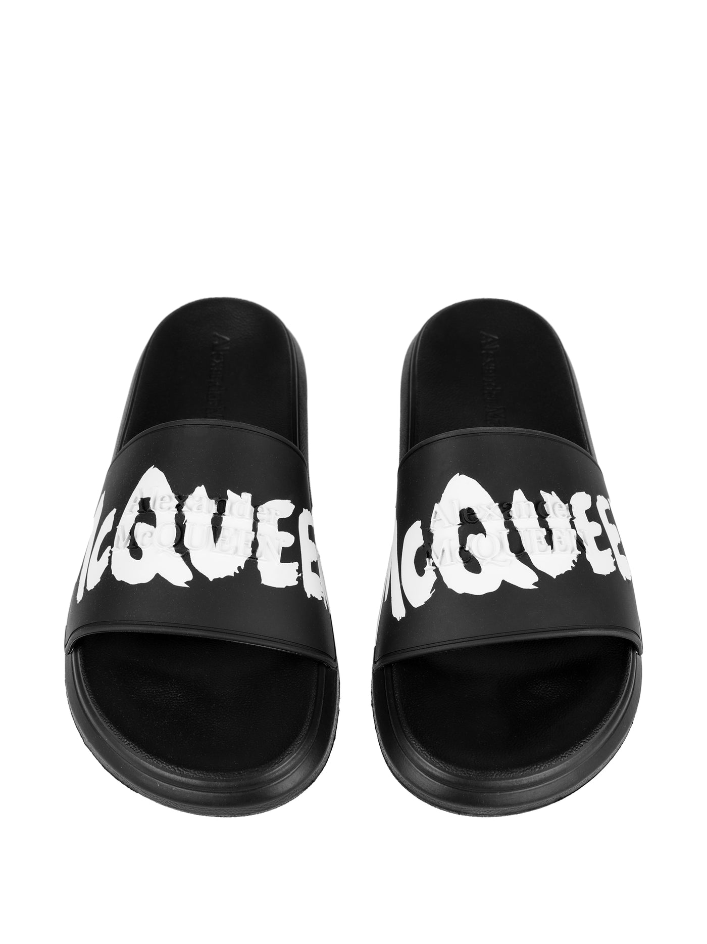 ALEXANDER MCQUEEN GRAFFITI-LOGO SLIP-ON SLIDES