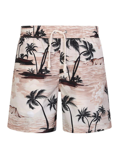 PALM ANGELS HAWAIIAN DREAM BEIGE SWIMMING BOXERS 