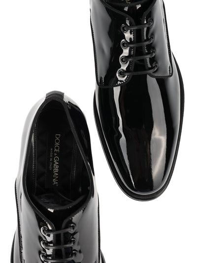 DOLCE & GABBANA SHINY BLACK LACE-UP SHOE