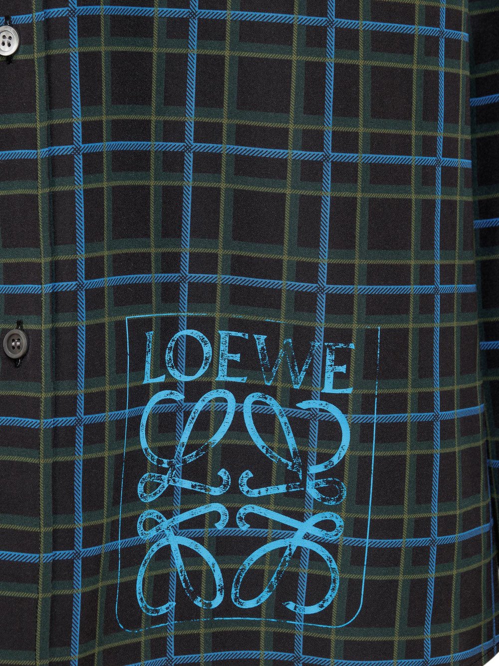 LOEWE ANAGRAM STAMP CHECK SILK SHIRT