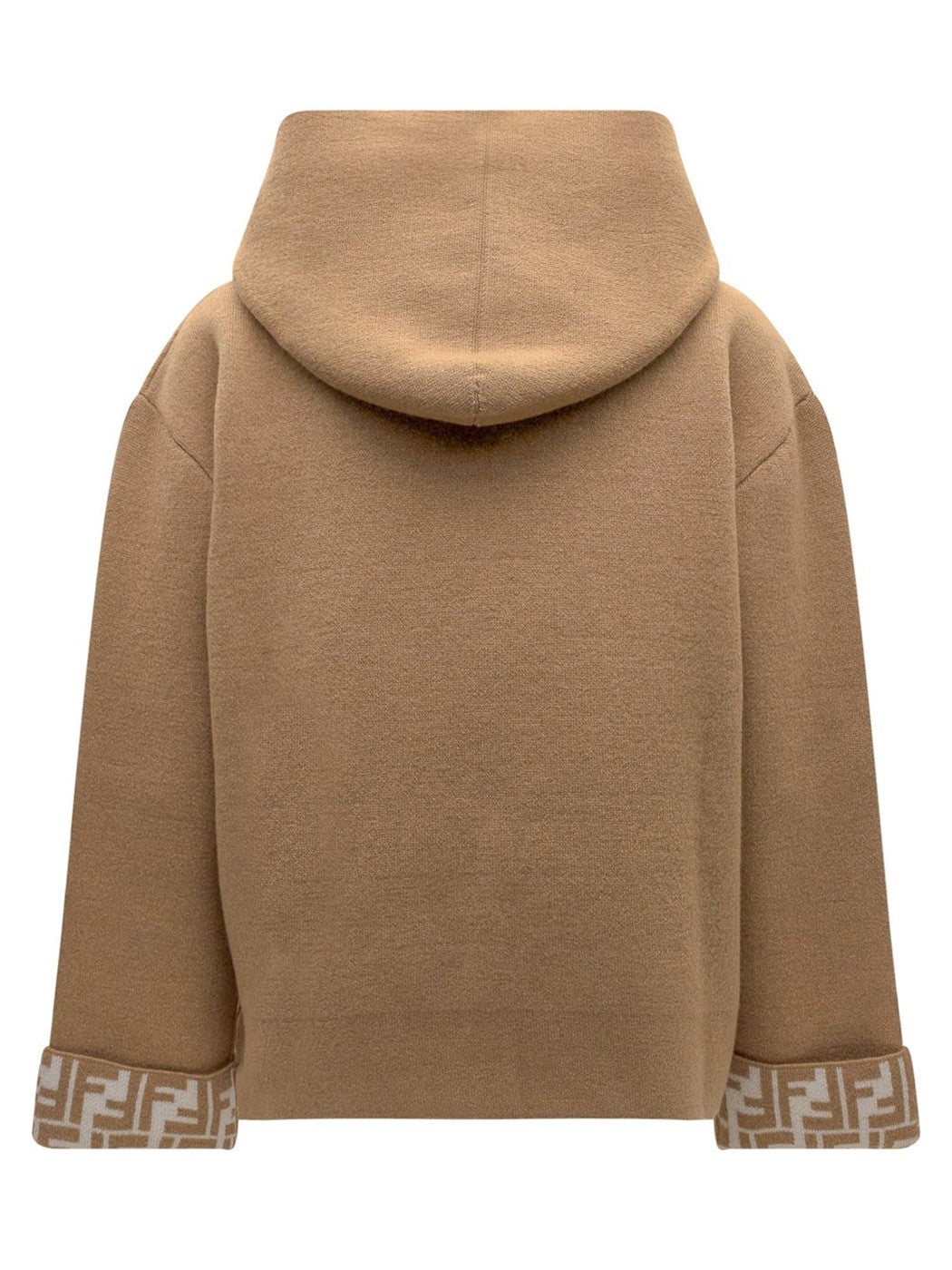 FENDI KIDS FF MONOGRAM DETAIL KNIT HOODED PULLOVER