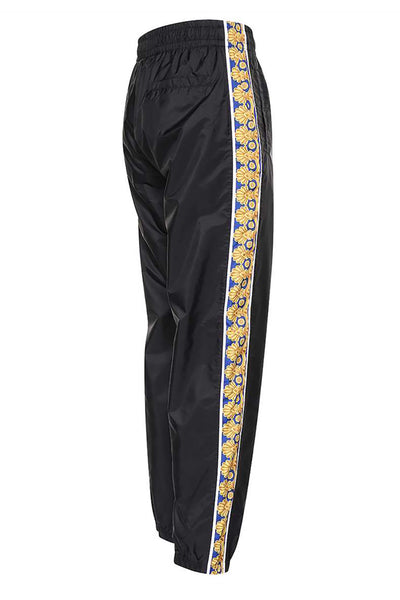 VERSACE BLACK SIDE-STRIPE TRACK PANTS