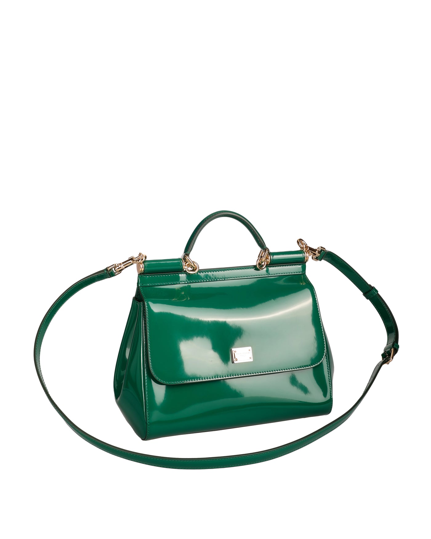 DOLCE & GABBANA SICILY MEDIUM PATENT LEATHER HANDBAG