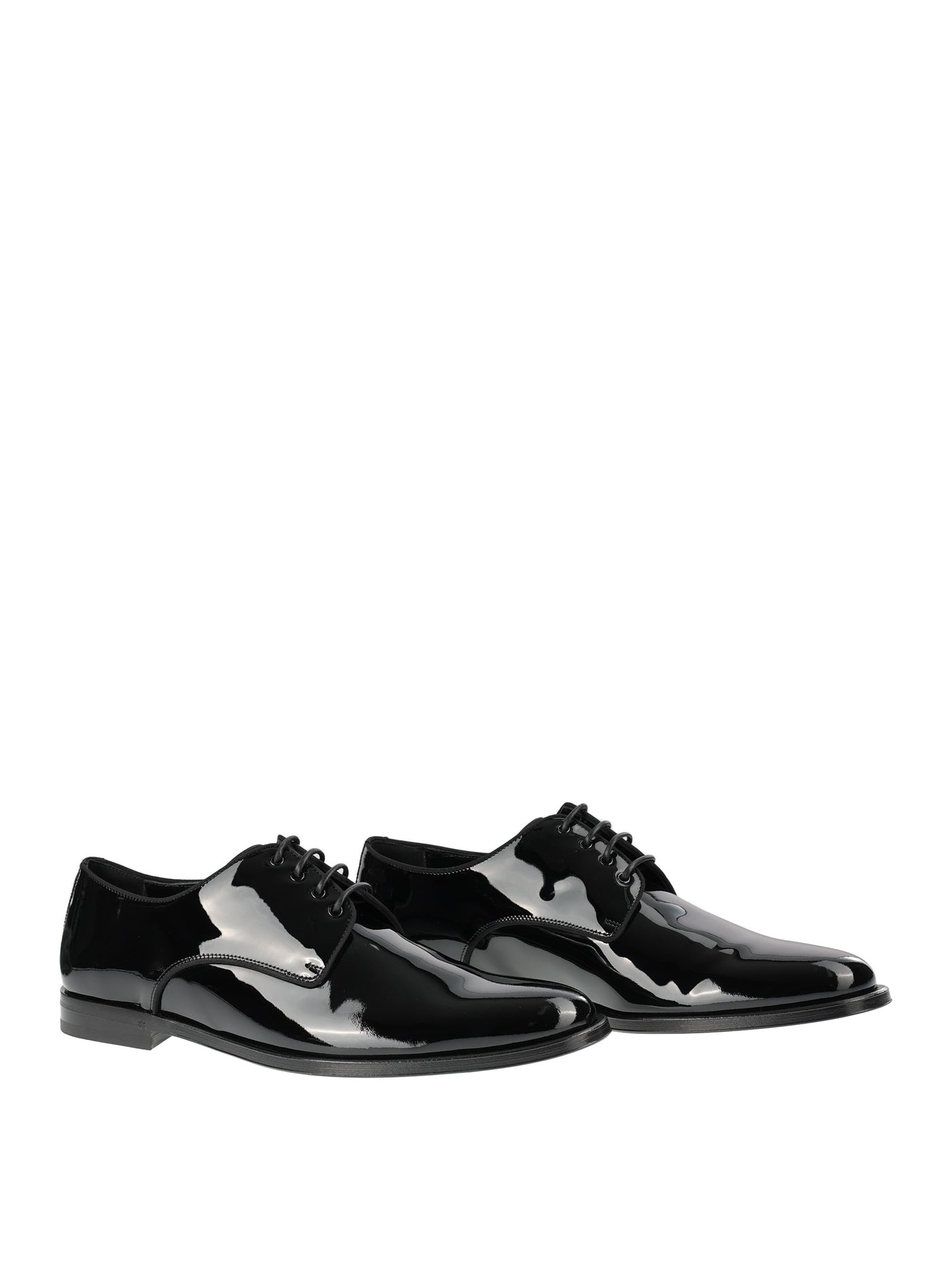 DOLCE & GABBANA SHINY BLACK LACE-UP SHOE