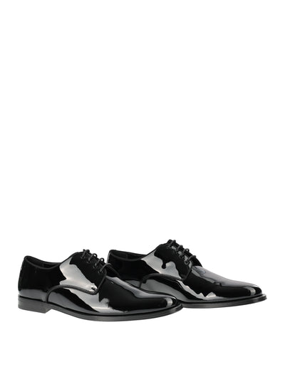 DOLCE & GABBANA SHINY BLACK LACE-UP SHOE