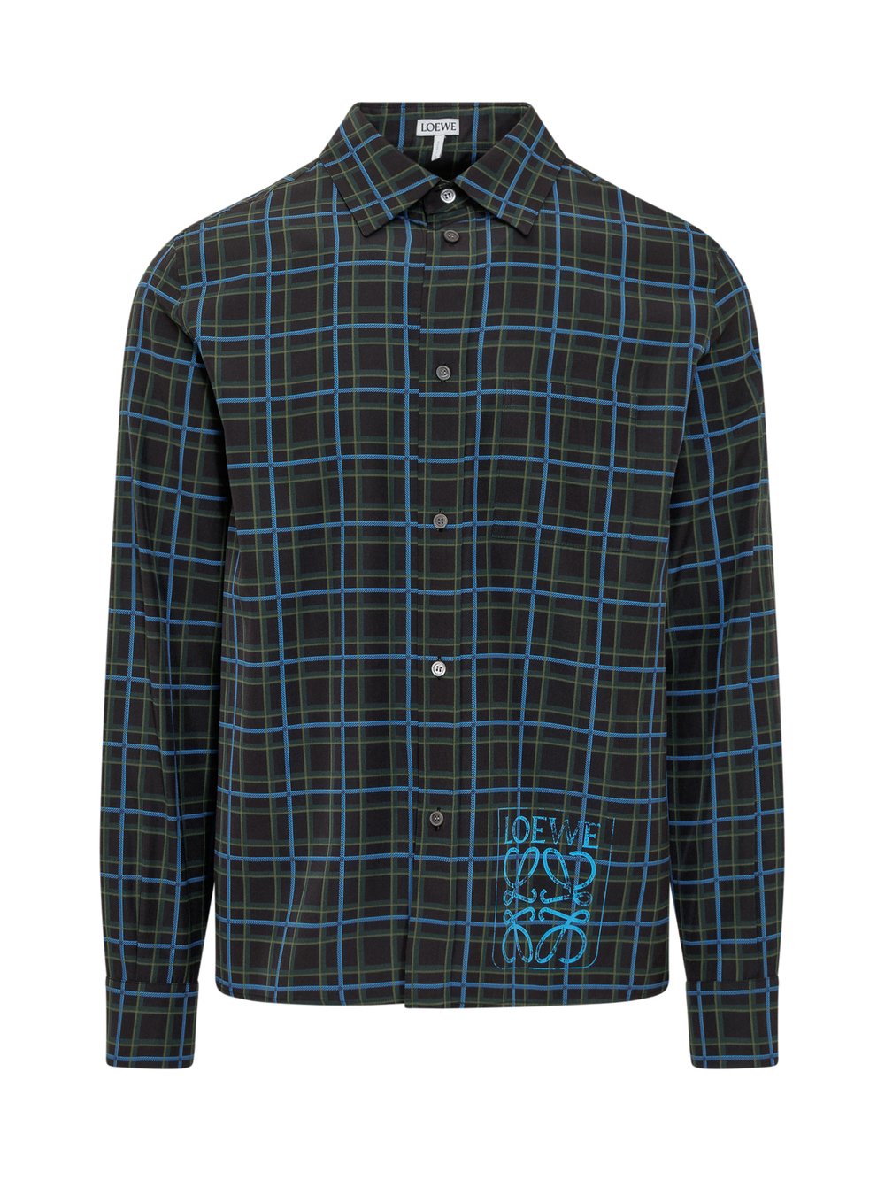 LOEWE ANAGRAM STAMP CHECK SILK SHIRT