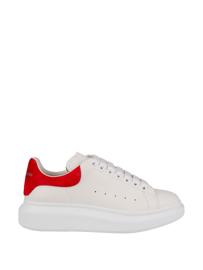 ALEXANDER MCQUEEN LARRY LEATHER SNEAKERS IN WHITE/LUST RED