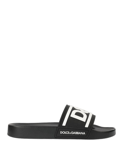 DOLCE & GABBANA LOGO BLACK SLIDES