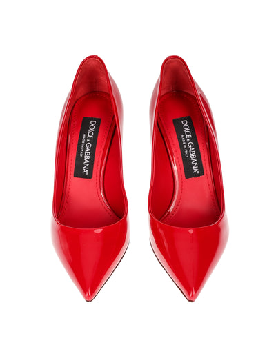 DOLCE & GABBANA CARDINALE RED PATENT DECOLLETES