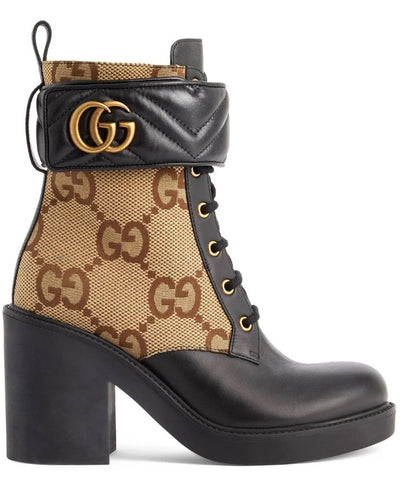 GUCCI MONOGRAM PANELLED ANKLE BOOTS