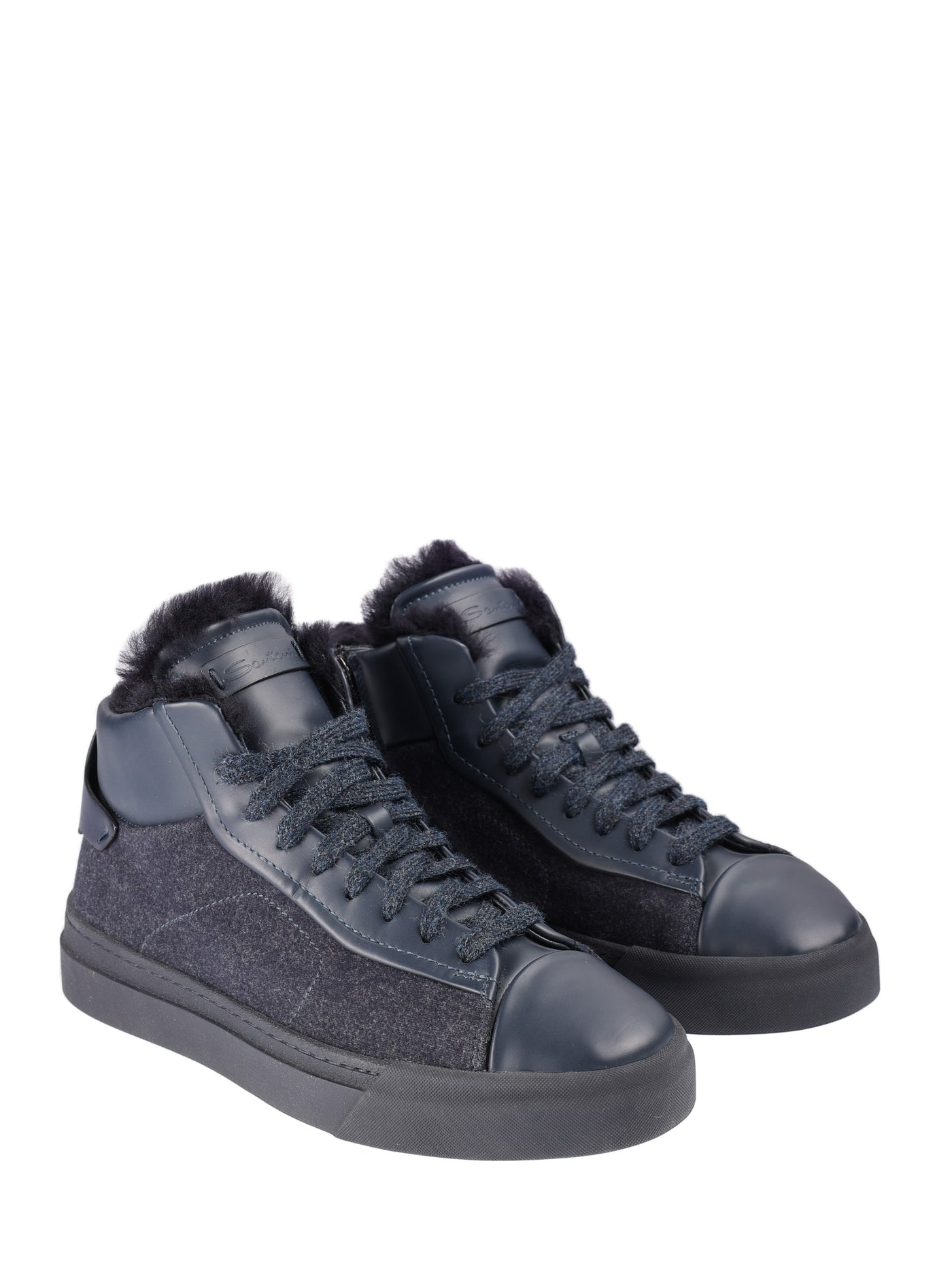 SANTONI LEATHER SNEAKERS