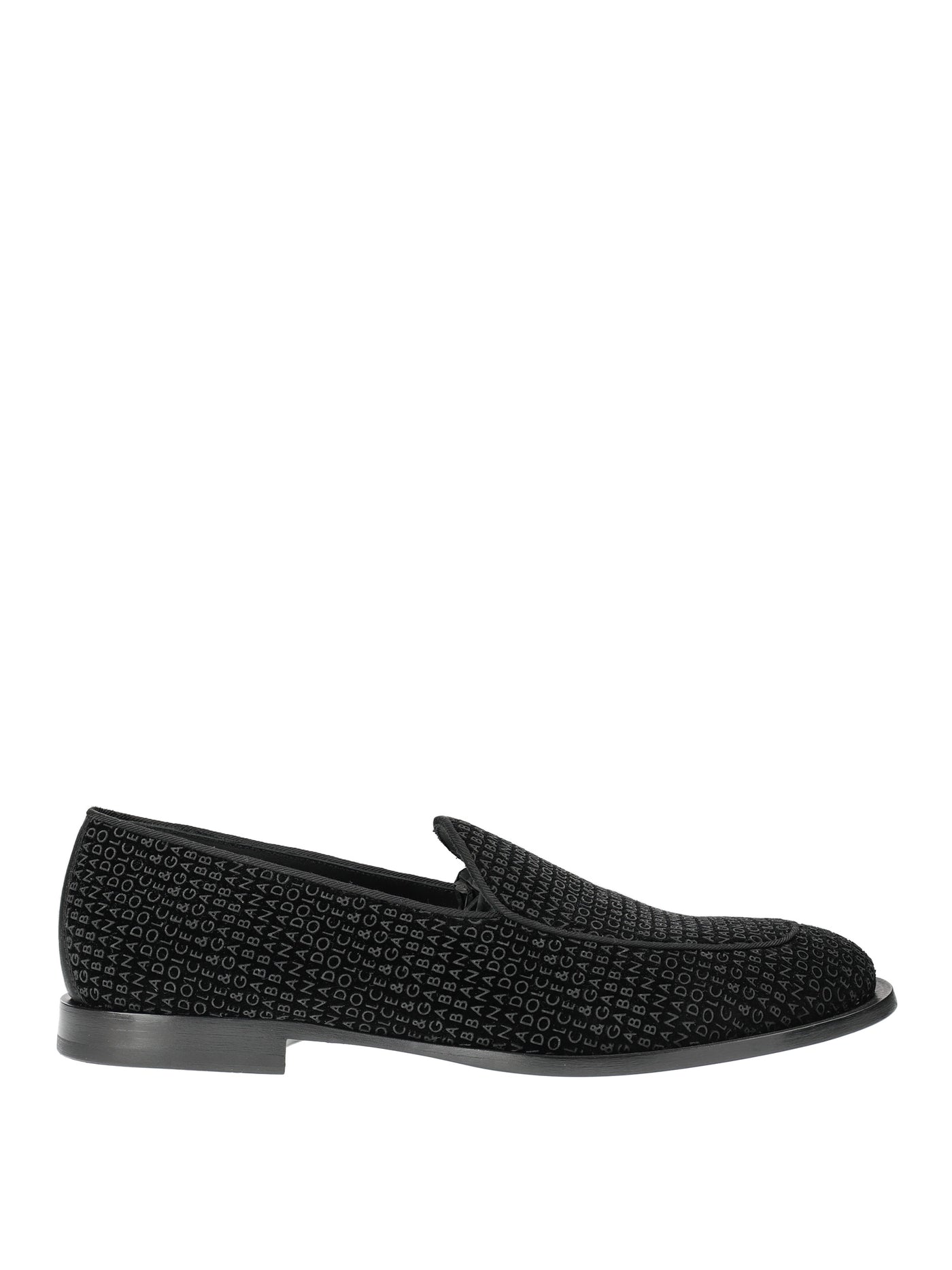 DOLCE & GABBANA LOGO BLACK SUEDE LOAFERS