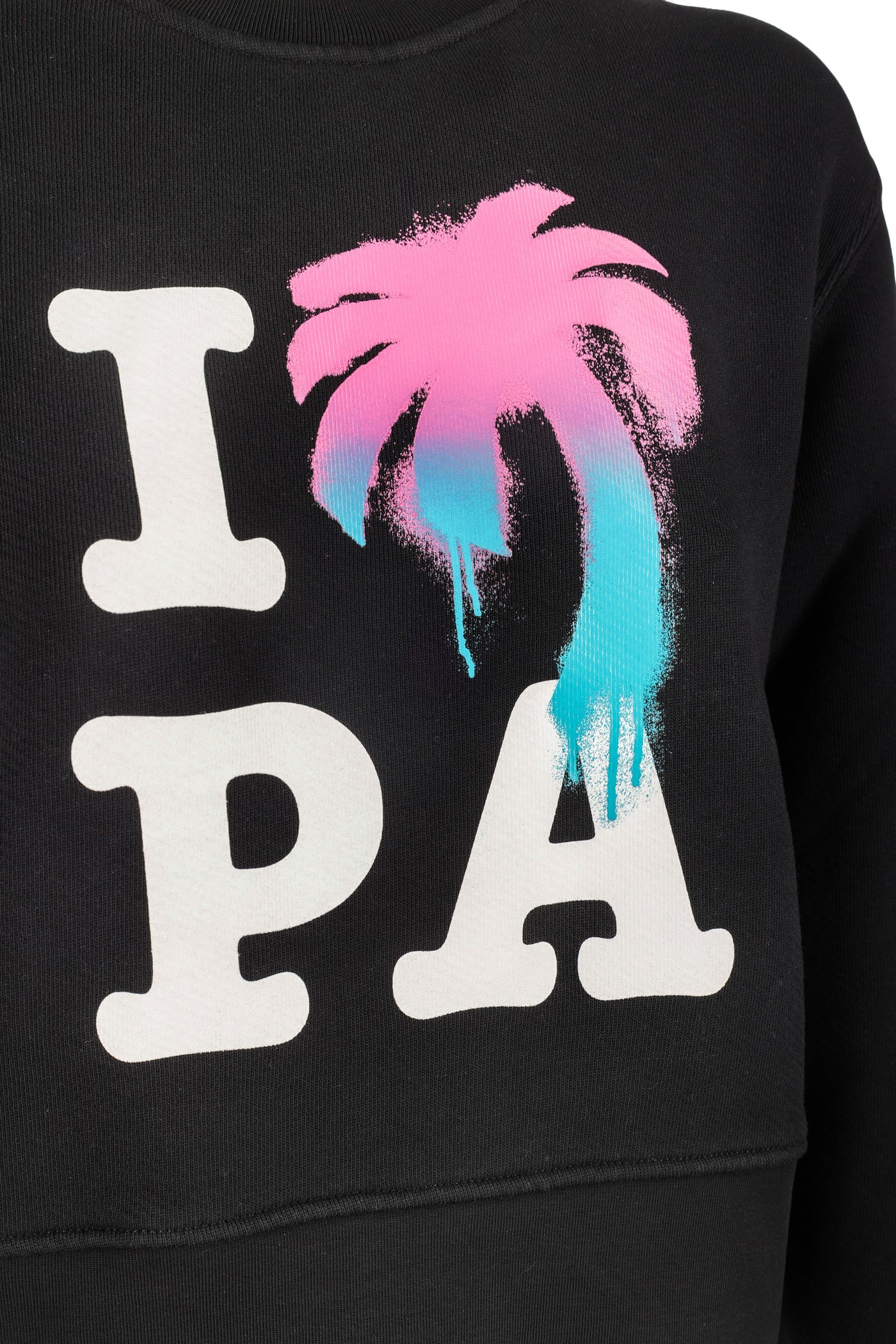 PALM ANGELS BLACK CROPPED SWEATSHIRT 