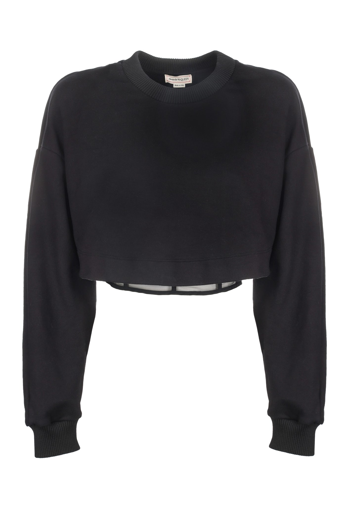 ALEXANDER MCQUEEN BLACK CROPPED SWEATSHIRT