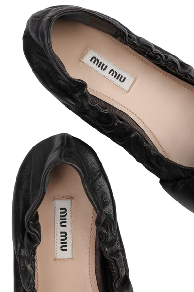 MIU MIU LEATHER SLIP-ON SHOES