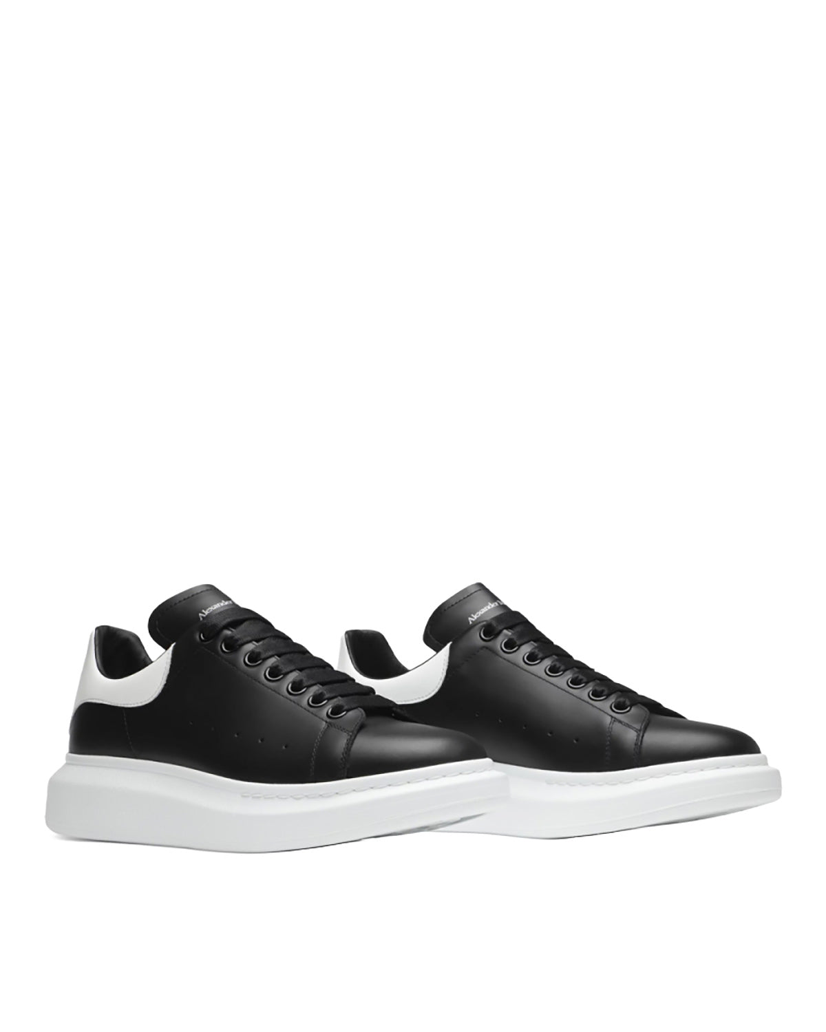 ALEXANDER MCQUEEN LARRY LEATHER SNEAKERS IN BLACK/WHITE