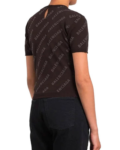 BALENCIAGA KNITTED TOP BROWN