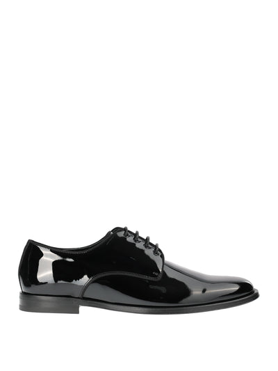 DOLCE & GABBANA SHINY BLACK LACE-UP SHOE