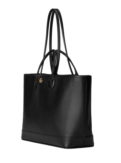 GUCCI OPHIDIA MEDIUM TOTE BAG IN BLACK LEATHER