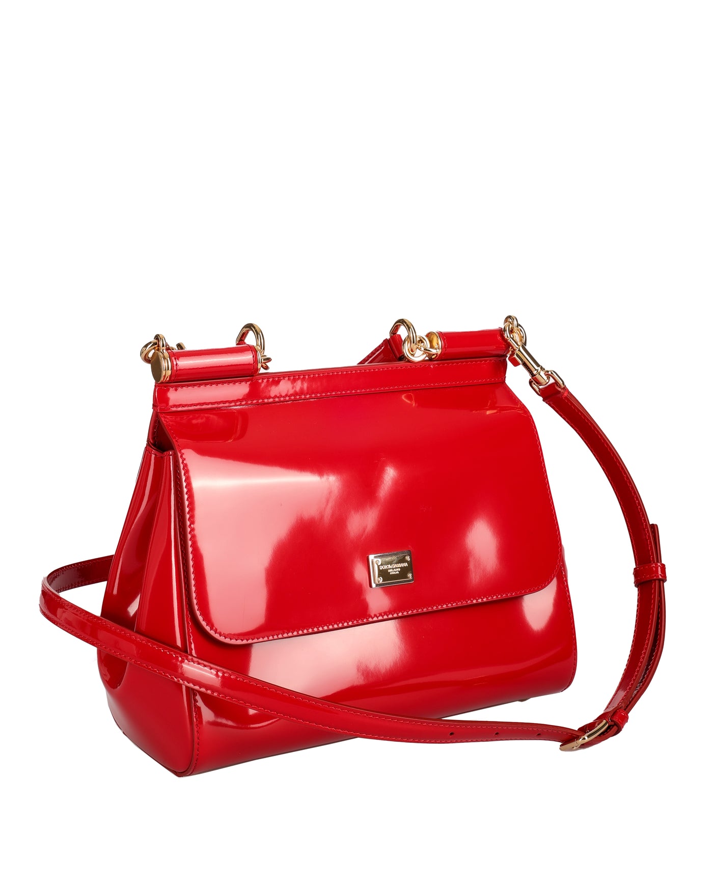 DOLCE & GABBANA SICILY MEDIUM PATENT LEATHER HANDBAG