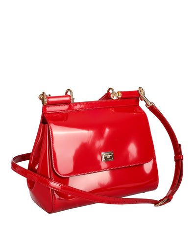 DOLCE & GABBANA SICILY MEDIUM PATENT LEATHER HANDBAG