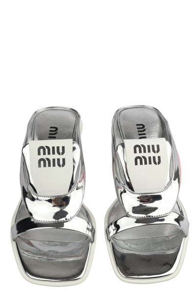 MIU MIU LEATHER HEELS SANDALS