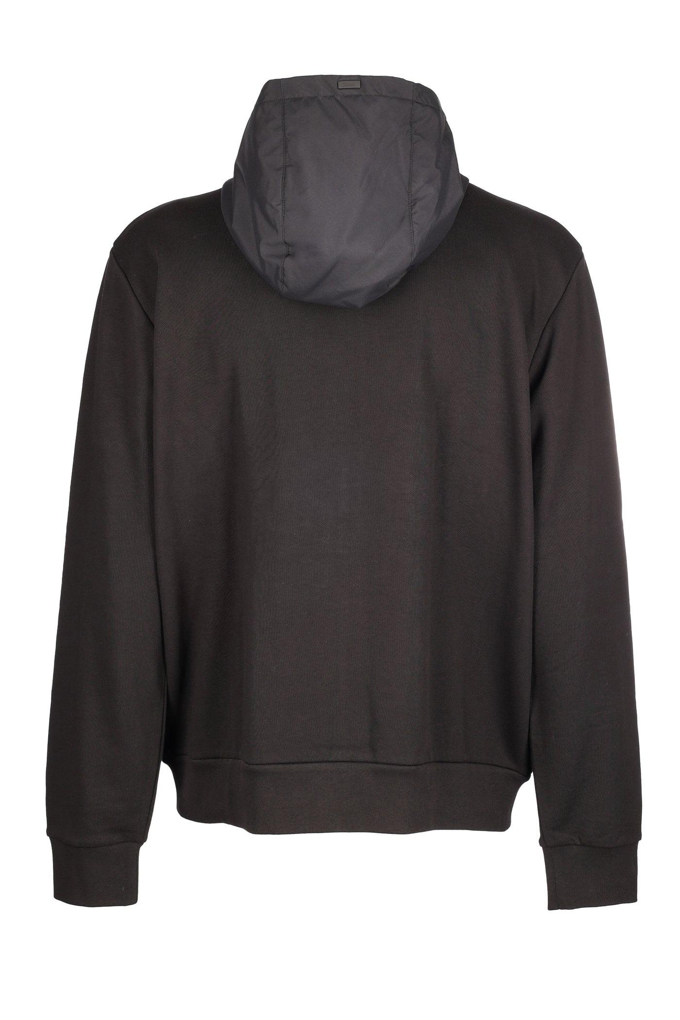 HERNO BLACK ZIP HOODED SWEATSHIRT 