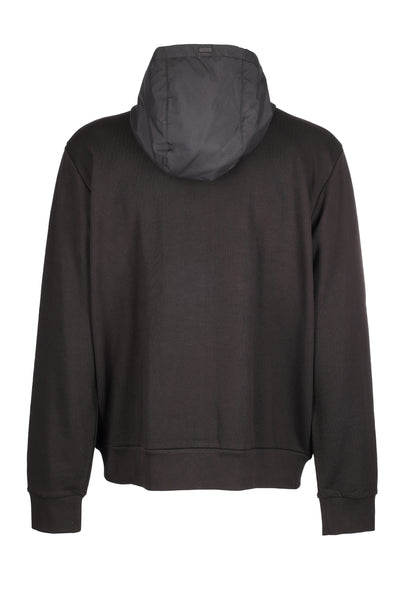 HERNO BLACK ZIP HOODED SWEATSHIRT