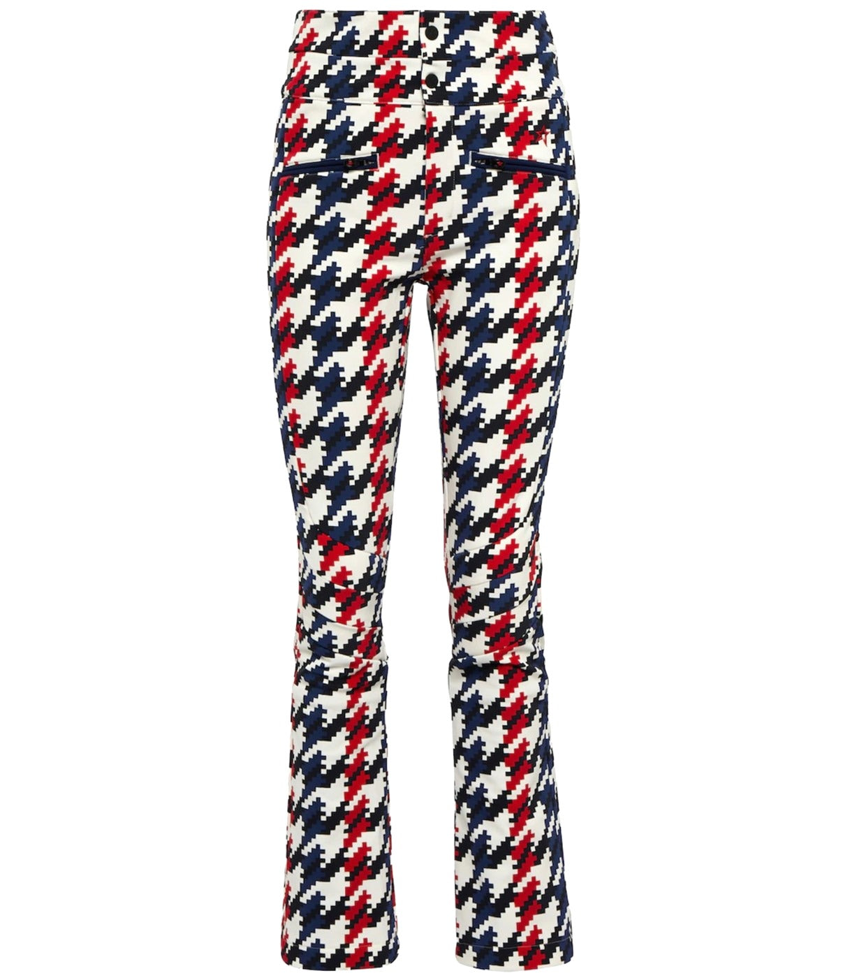 PERFECT MOMENT AURORA HIGH WAIST THIGHT LEG FLARE SKI PANTS HOUNDSTOOTH PRINT