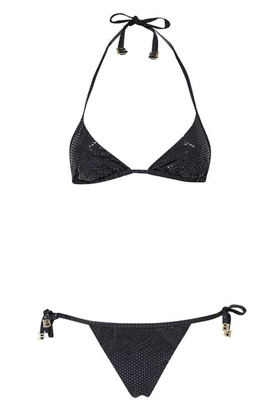 BALMAIN METALLIC BLACK BIKINI 