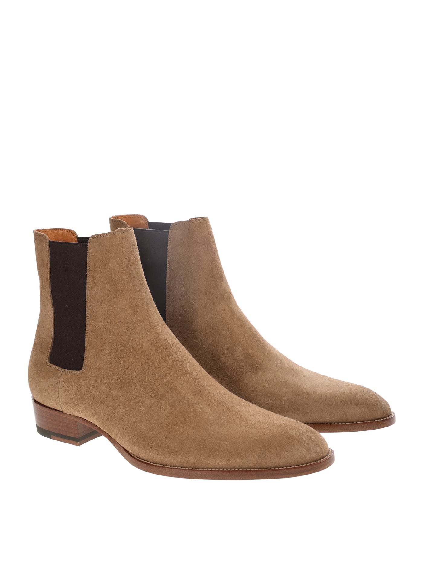 SAINT LAURENT WYATT SUEDE BEIGE ANKLE BOOT