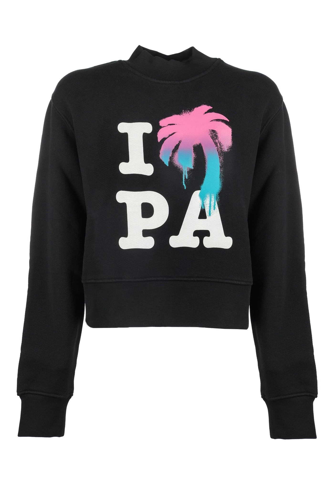 PALM ANGELS BLACK CROPPED SWEATSHIRT 