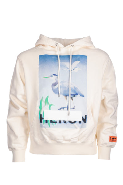 HERON PRESTON WHITE HOODED SWEATSHIRT 