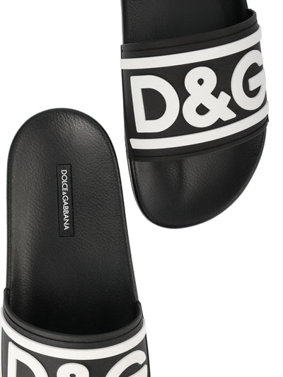 DOLCE & GABBANA LOGO BLACK SLIDES