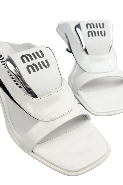 MIU MIU LEATHER HEELS SANDALS