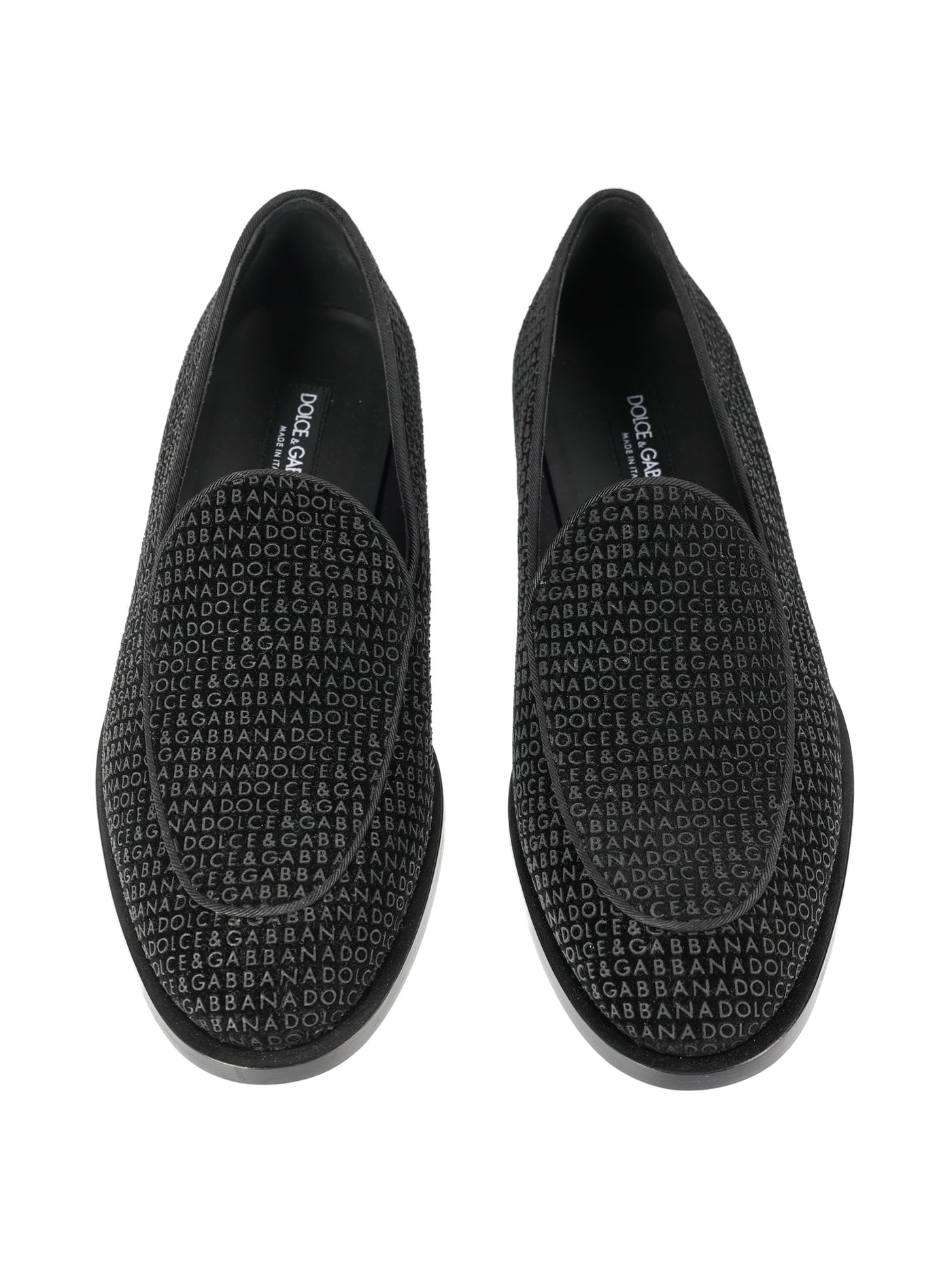 DOLCE & GABBANA LOGO BLACK SUEDE LOAFERS 