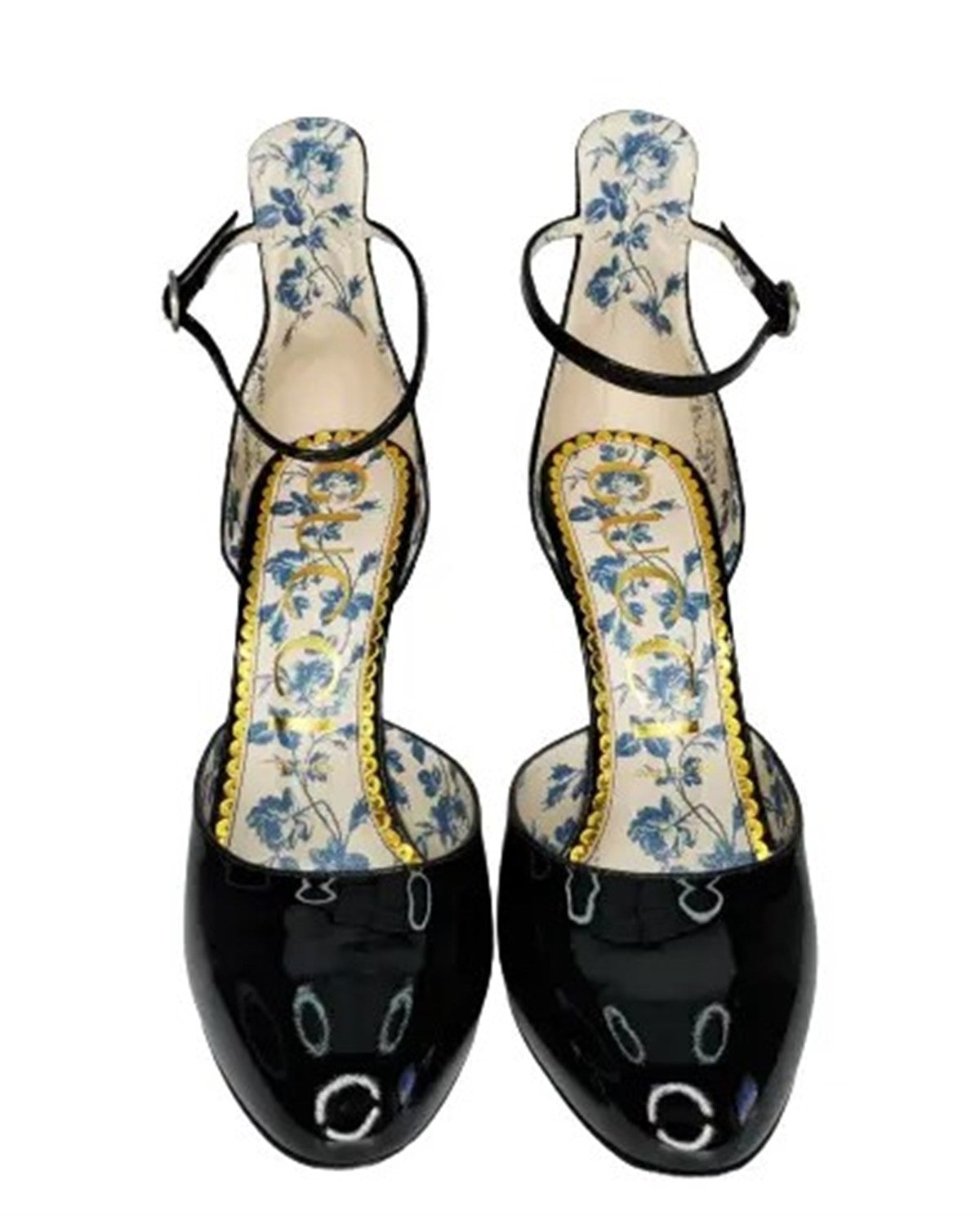 GUCCI VERNICE CRYSTAL DECOLLETES WITH FLORAL MOTIF