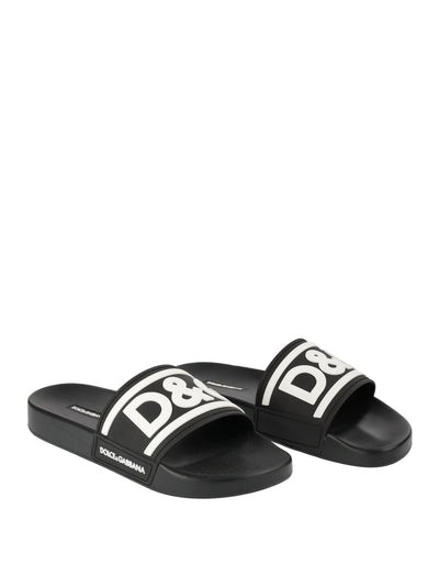 DOLCE & GABBANA LOGO BLACK SLIDES