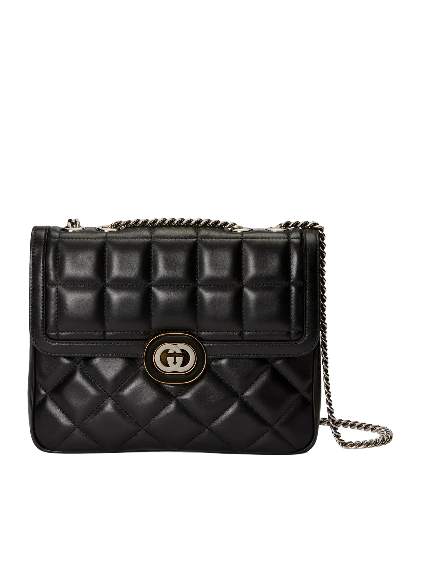 GUCCI DECO SHOULDER BAG IN BLACK QUILTED LEATHER