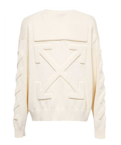 OFF WHITE CREAM LOGO SWEATER 